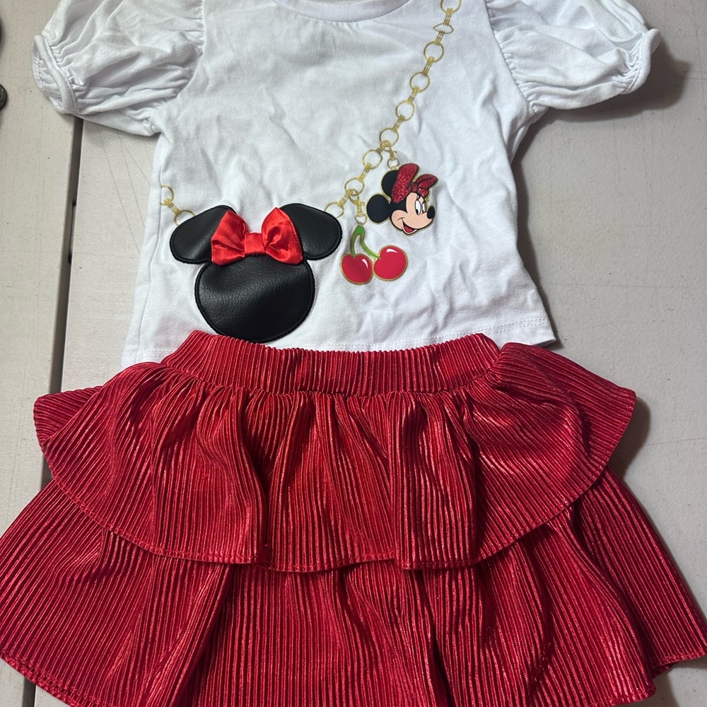 Disney Junior White Minnie Mouse Shirt Set size 3y